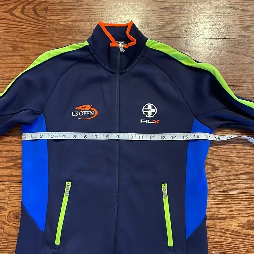 RALPH LAUREN X boys Med golf US OPEN zip up jersey jacket neon accents navy